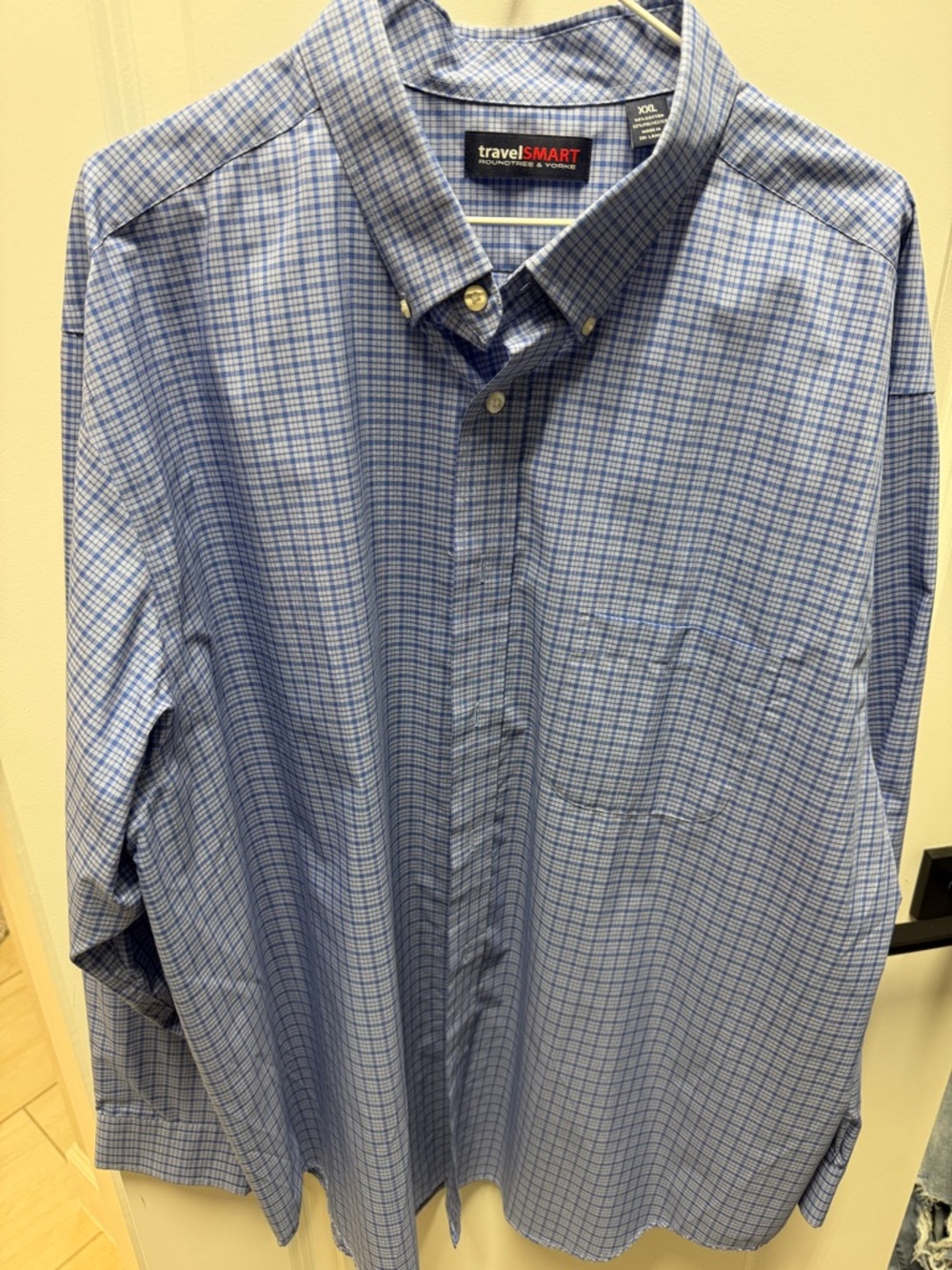 Roundtree & Yorke Blue and White Check Dress Shirt